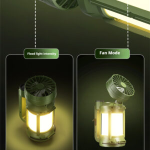 كشاف وشاحن موبايل ومروحة للرحلات والسفارى يعمل بالطاقة الشمسية